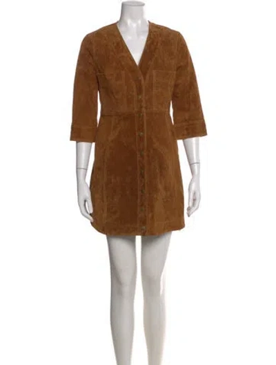 Pre-owned Hunter Leather Mini Dress W/ Tags In Brown