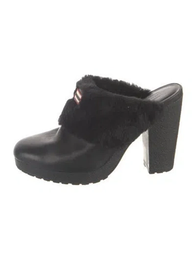 Pre-owned Hunter Leather Mules In Black