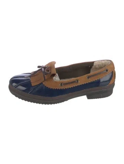Pre-owned Hunter Leather Printed Loafers In Blue