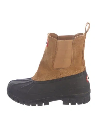 Pre-owned Hunter Leather Rain Boots In Blue