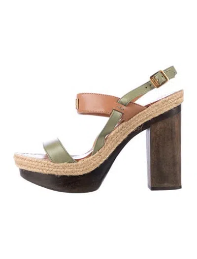 Pre-owned Hunter Leather Sandals In Black