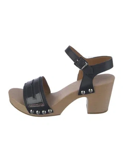 Pre-owned Hunter Leather Sandals In Blue