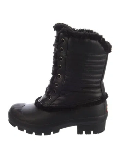 Pre-owned Hunter Leather Snow Boots In Black