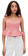 Hunter Lena Top Poppy Stripe In Poppy Stripe