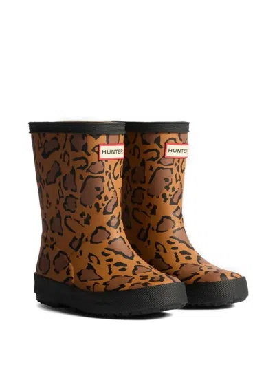 Hunter Leopard Rain Boots In Brown
