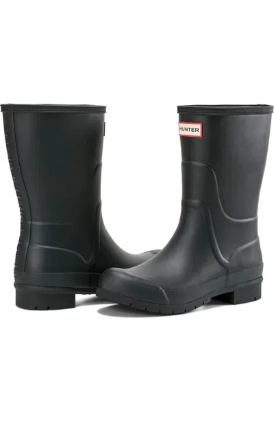Hunter Liberty Rain Boots Black Round Toe Pull On Waterproof Hawk053