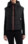 Hunter Lindsey Quilted Coated Water Repellent Vest In Black