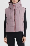 Hunter Lindsey Quilted Coated Water Repellent Vest In Neutral