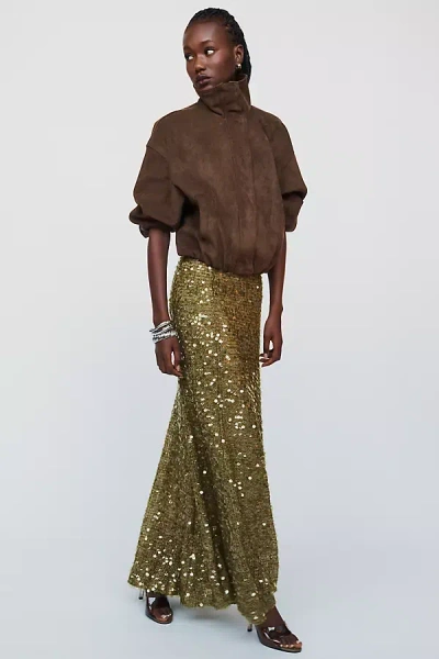 Hunter Lindsey Sequin Midi Skirt In Green