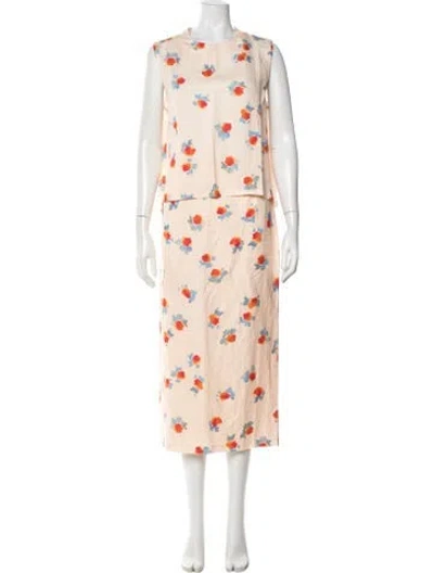 Pre-owned Hunter Linen Floral Print Skirt Set W/ Tags In Multi