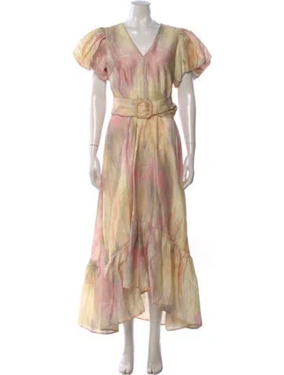 Pre-owned Hunter Linen Long Dress In Yellow