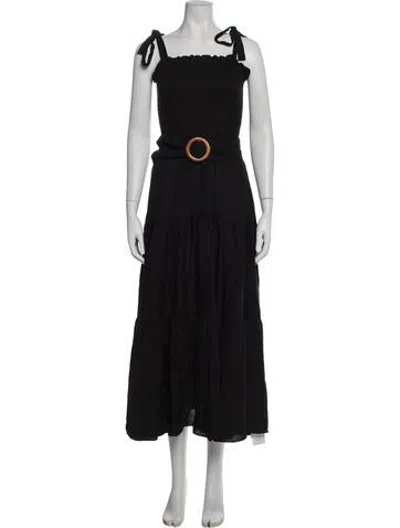 Pre-owned Hunter Linen Midi Length Dress In Black