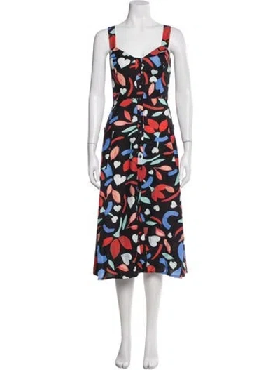 Pre-owned Hunter Linen Midi Length Dress In Gray