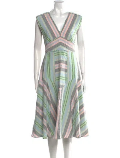 Pre-owned Hunter Linen Midi Length Dress In Pink