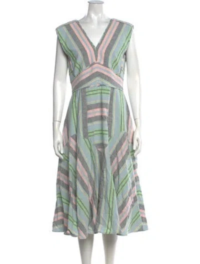 Pre-owned Hunter Linen Midi Length Dress In Pink