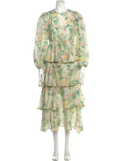 Pre-owned Hunter Linen Midi Length Dress W/ Tags In Green
