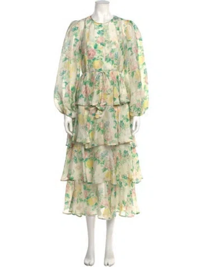 Pre-owned Hunter Linen Midi Length Dress W/ Tags In Green