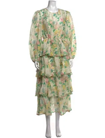 Pre-owned Hunter Linen Midi Length Dress W/ Tags In Green