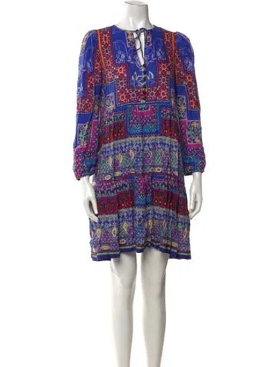 Pre-owned Hunter Linen Mini Dress In Blue
