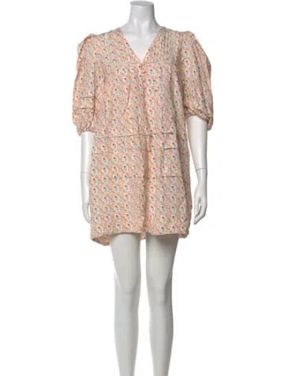 Pre-owned Hunter Linen Mini Dress In Orange
