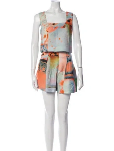 Pre-owned Hunter Linen Printed Short Set In Multi