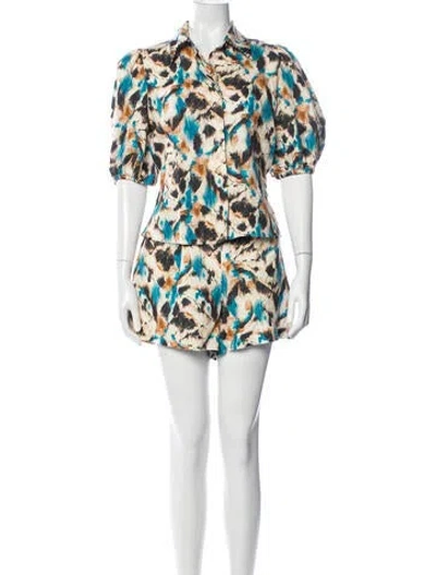 Pre-owned Hunter Linen Printed Short Set In Multi