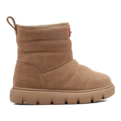 Hunter Little Kids Cuddle Lug Sole Insulated Waterproof Snow Booties 13c Medium Natural In Neutral