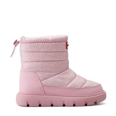 Hunter Little Kids Cuddle Lug Sole Insulated Waterproof Snow Booties 5c Light Pink Floral Print Nylon
