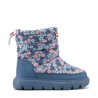 Hunter Little Kids Cuddle Lug Sole Insulated Waterproof Snow Booties 5c Medium Blue Floral Print Nylon
