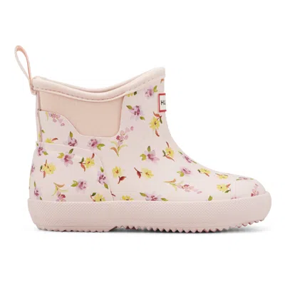 Hunter Little Kids Finley Pull On Waterproof Rain Boots 13c Pink Multi Floral Print In White