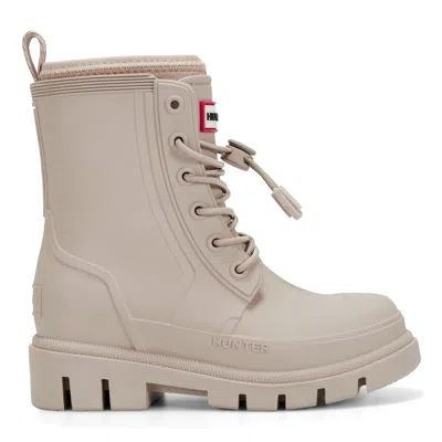 Hunter Little Kids Stamp Lace-up Waterproof Ankle Boots 12c Light Brown In Neutral