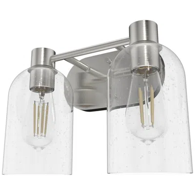 Hunter Lochemeade Brushed Nickel Seeded Glass 2 Light Vanity Light Fixture