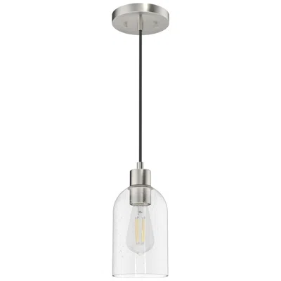Hunter Lochemeade Brushed Nickel With Clear Seeded Glass 1 Light Pendant