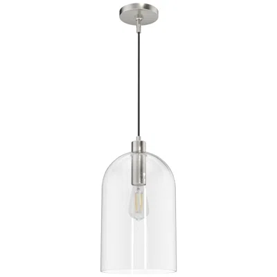 Hunter Lochemeade Brushed Nickel With Clear Seeded Glass 1 Light Pendant