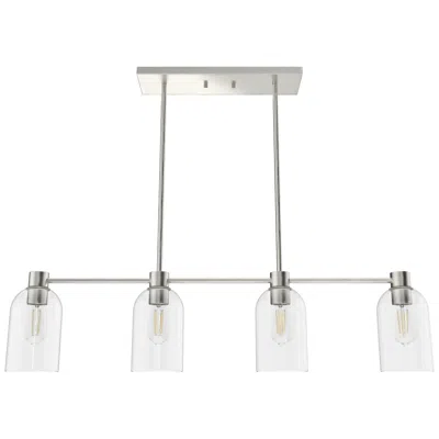 Hunter Lochemeade Brushed Nickel With Clear Seeded Glass 4 Light Chandelier