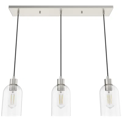 Hunter Lochemeade Brushed Nickel With Seeded Glass 3 Light Pendant Cluster