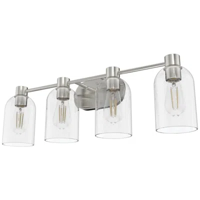 Hunter Lochemeade Brushed Nickel With Seeded Glass 4 Light Bathroom Vanity