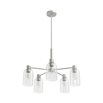Hunter Lochemeade Brushed Nickel With Seeded Glass 5 Light Chandelier