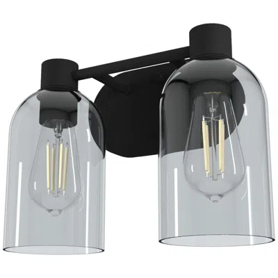 Hunter Lochemeade Natural Black Iron With Smoked Glass 2 Light Vanity