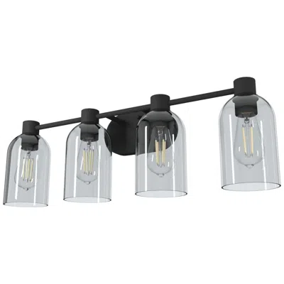 Hunter Lochemeade Natural Black Iron With Smoked Glass 4 Light Vanity