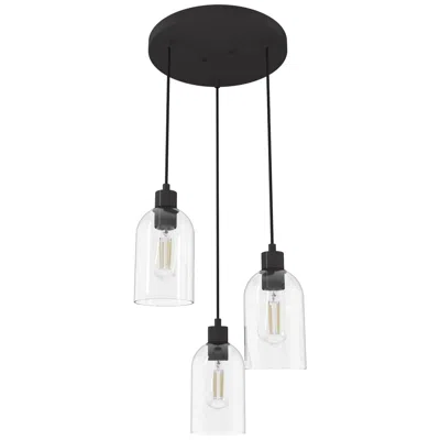 Hunter Lochemeade Noble Bronze With Seeded Glass 3 Light Pendant Cluster