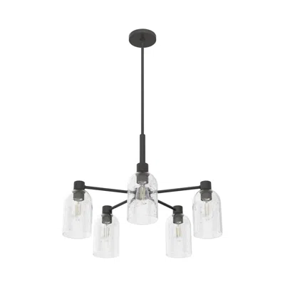 Hunter Lochemeade Noble Bronze With Seeded Glass 5 Light Chandelier