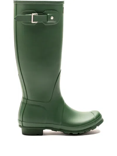 Hunter Logo-appliqué Rain Boots In Green