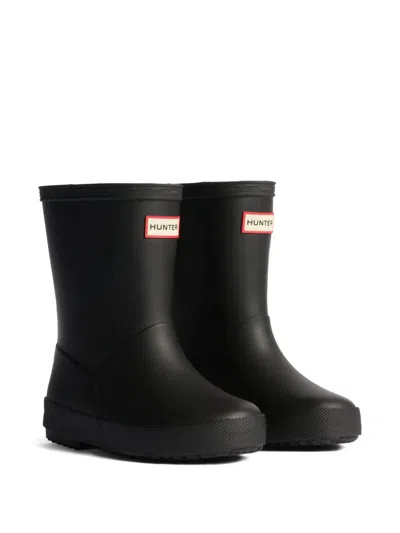 Hunter Logo-patch Boots In Black