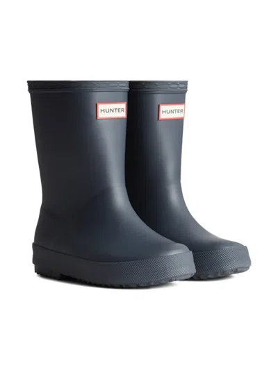 Hunter Kids' Logo-patch Boots In Blue