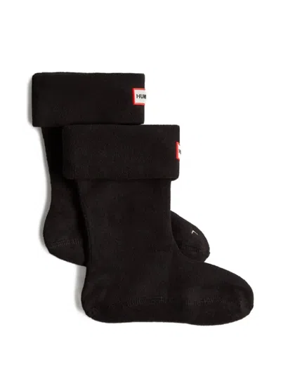 Hunter Kids' Logo-patch Socks In Black