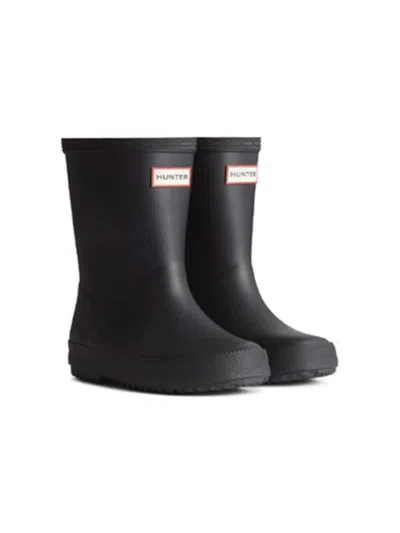 Hunter Kids' Logo-patch Wellies In 黑色