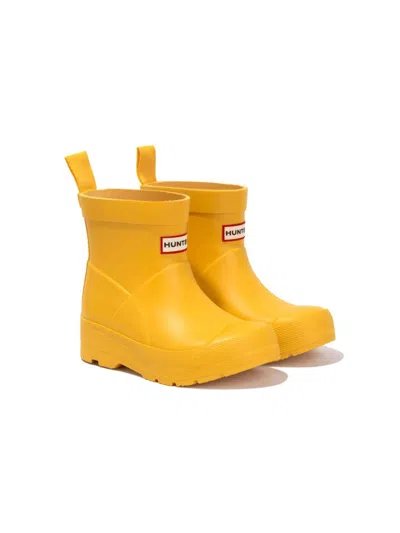 Hunter Kids' Logo-patch Wellies In Yellow