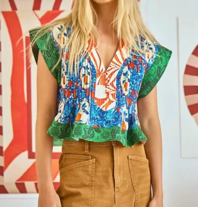 Hunter Lola Top In Orange Grove Combo In Multi