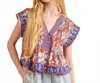 Hunter Lola V-neck Top In Tapestry Floral In Multi